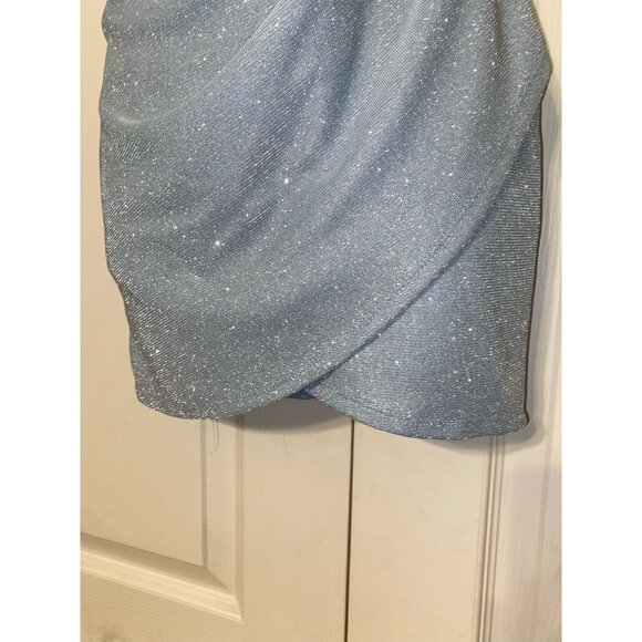 Sparkling Silver Glitter Mini Dress With Spaghetti Straps - Picture 6 of 9
